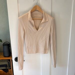 lululemon athletica Cream Ribbed Blouse